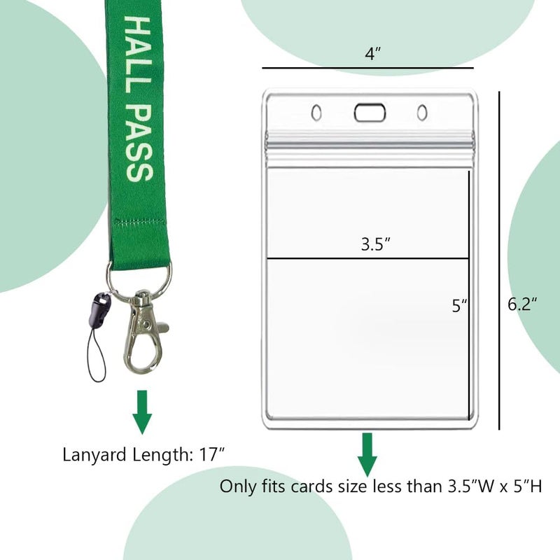BEMAXYE Hall Pass Lanyards with Card Holders, School Classroom Passes Lanyard Set for Teacher Parents (10 x Green) - Image 2